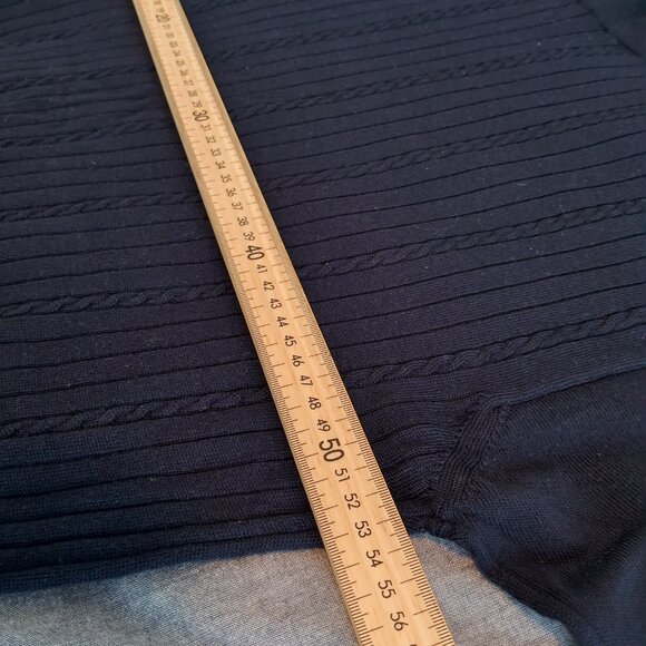 Vtg Valentino Marini Italy 100% merino wool navy cable knit mock neck sweater - Picture 8 of 8